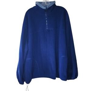 Roundy Ridge Mens Blue 1/4 Zip Pullover Fleece Shacket Plus Size XXL